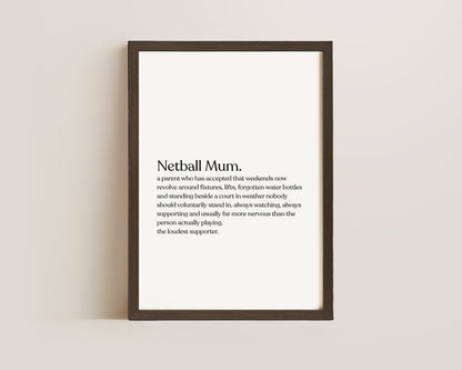 Netball Mum Definition Print