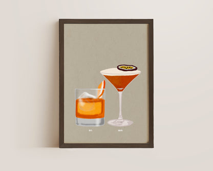 Old Fashioned & Pornstar Martini Print