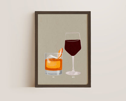 Old Fashioned & Red Wine Print