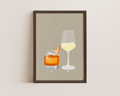 Old Fashioned & White Wine Spritzer Print