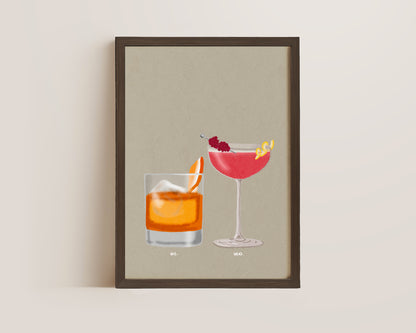 Old Fashioned & French Martini Print