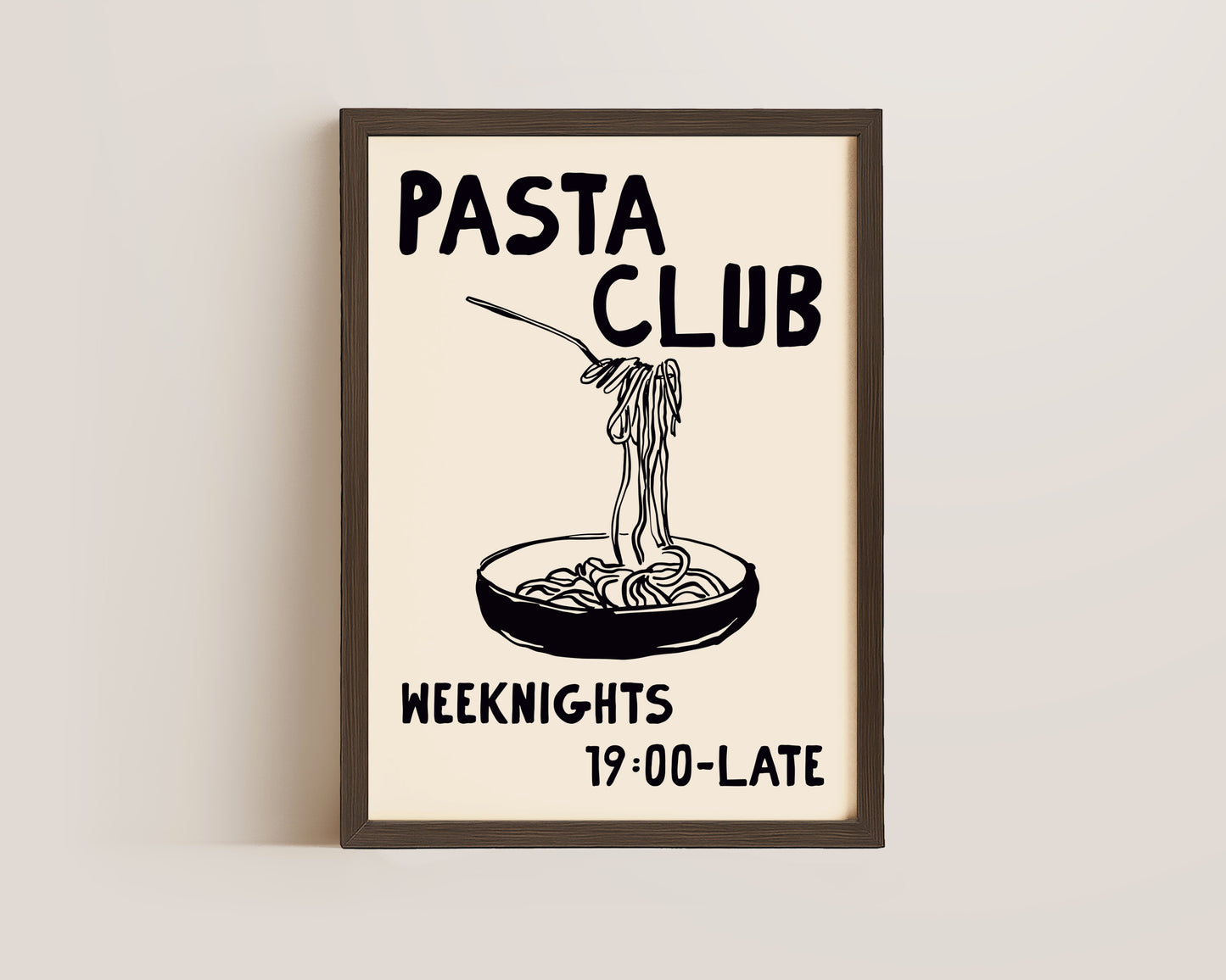 Pasta Club Black Wall Art Print