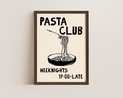 Pasta Club Black Wall Art Print