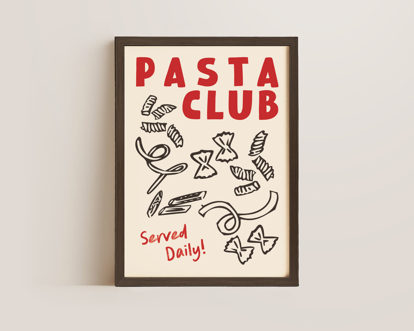 Pasta Club Shapes In Red Print