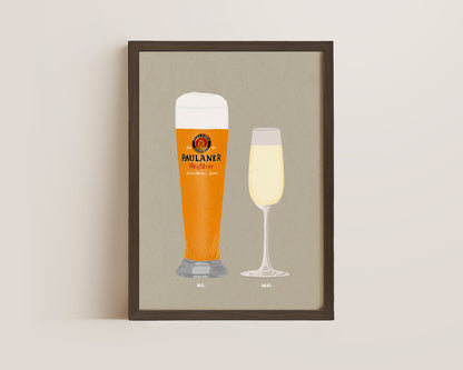 Paulaner & Prosecco Glass Print