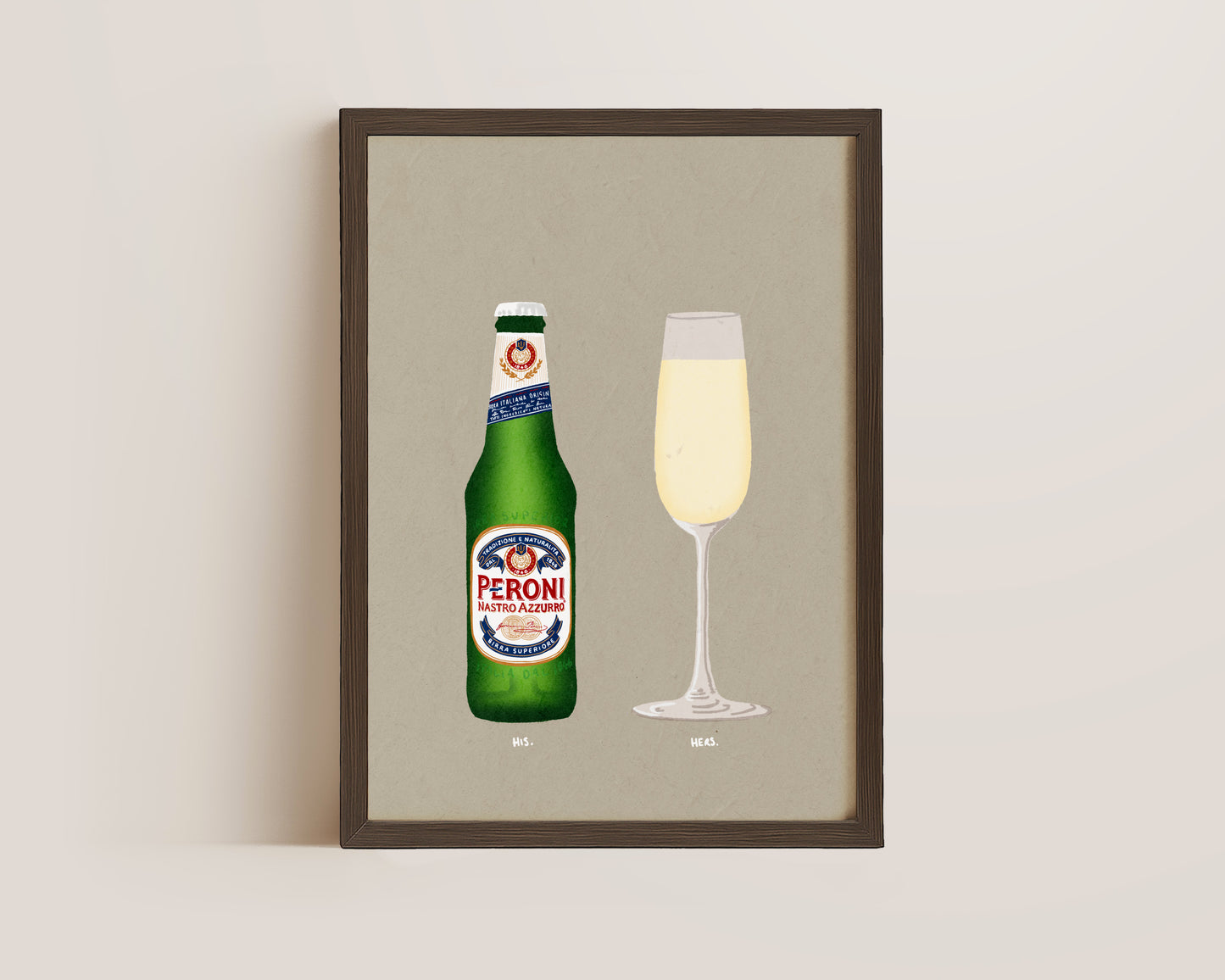 Peroni Bottle & Champagne Print