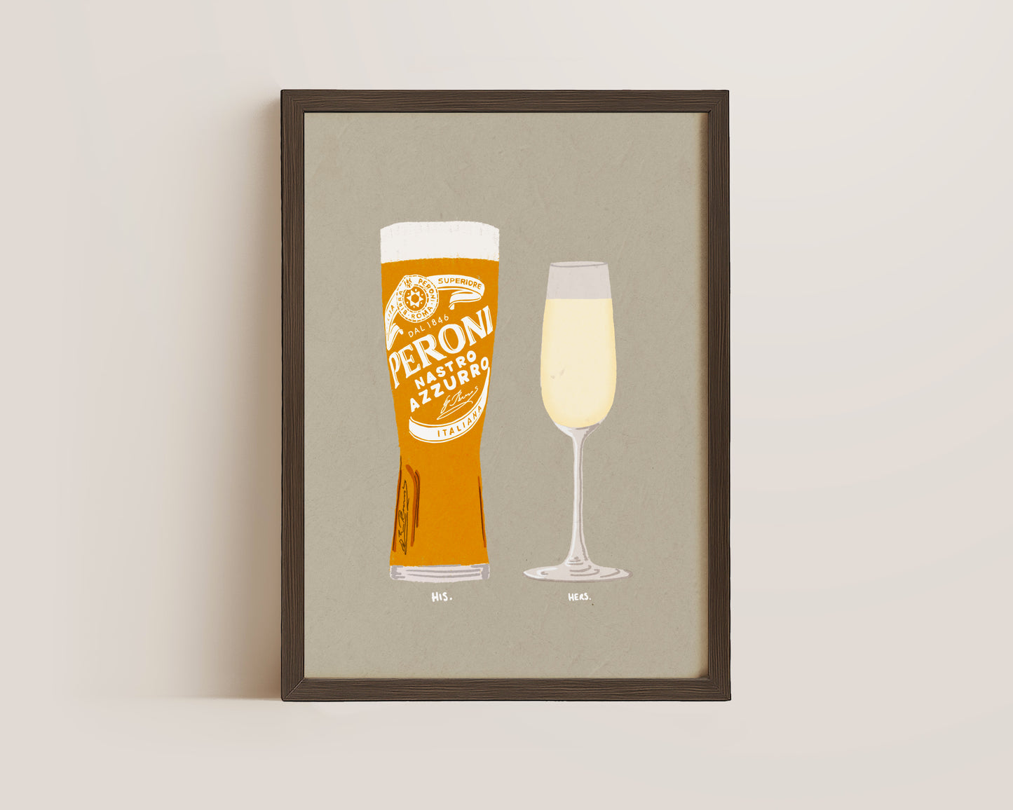 Peroni & Prosecco Glass Print