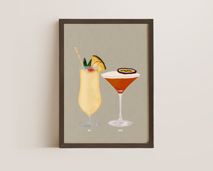 Pina Colada & Pornstar Martini Print