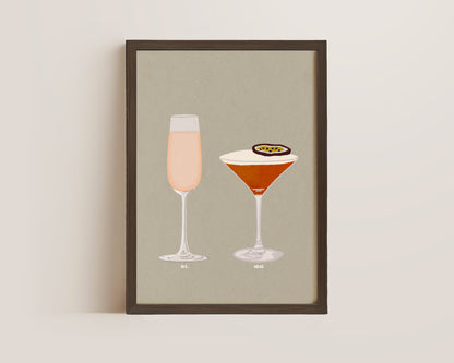 Pink Prosecco Glass & Pornstar Martini Print