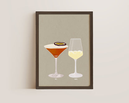 Pornstar Martini & White Wine Print