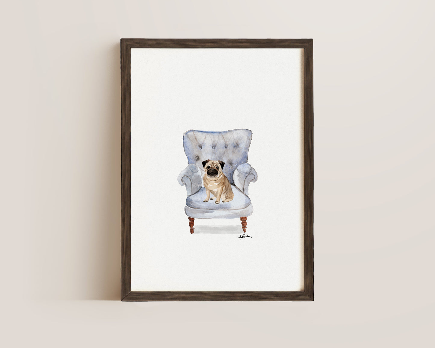 Pug in Chair Print