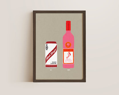 Red Stripe & White Zinfandel Print
