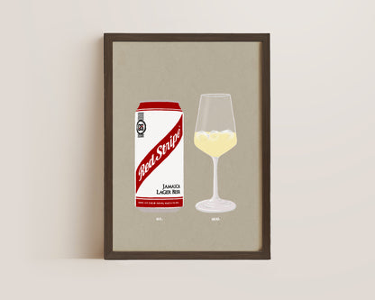 Red Stripe & White Wine Ice Print