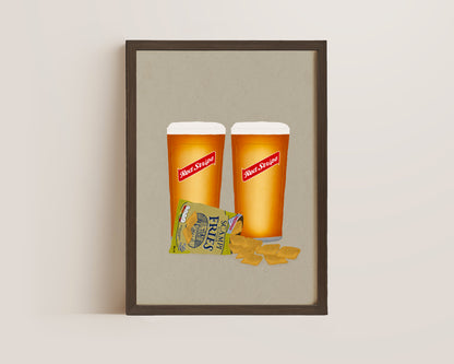 Red Stripe & Scampi Fries Print