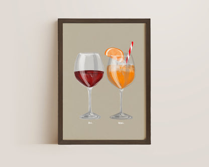 Red Wine & Aperol Spritz Couples Drink Print