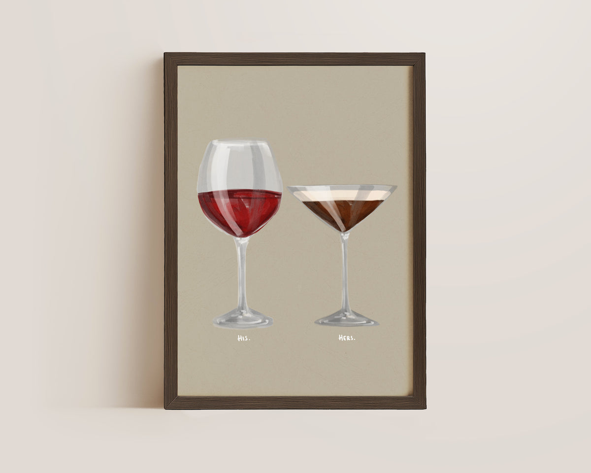 Red Wine & Espresso Martini Couples Drink Print