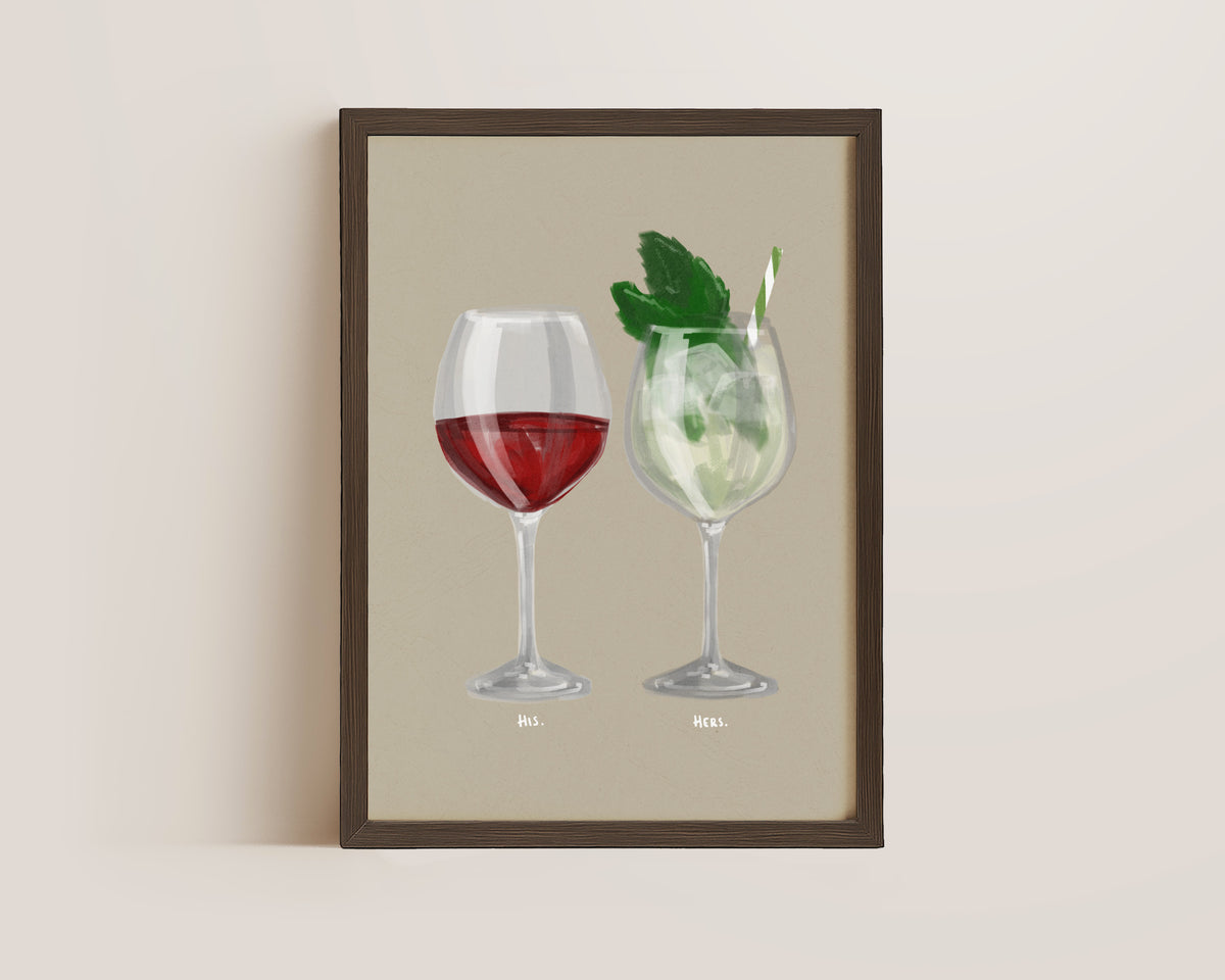 Red Wine & Hugo Spritz Couples Drink Print