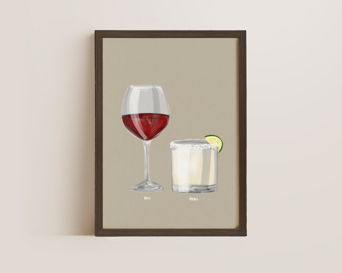 Red Wine & Margarita Couples Drink Print