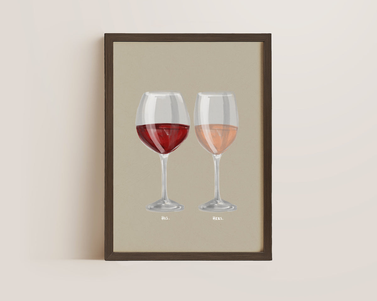 Red Wine & Rose Wine Couples Drink Print