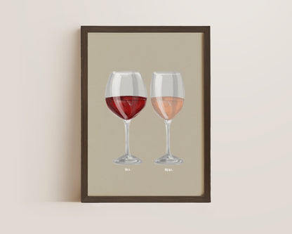Red Wine & Rose Wine Couples Drink Print