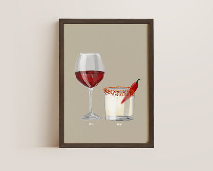 Red Wine & Spicy Margarita Couples Drink Print