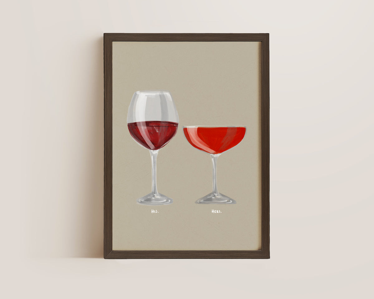 Red Wine & Strawberry Daiquiri Couples Drink Print
