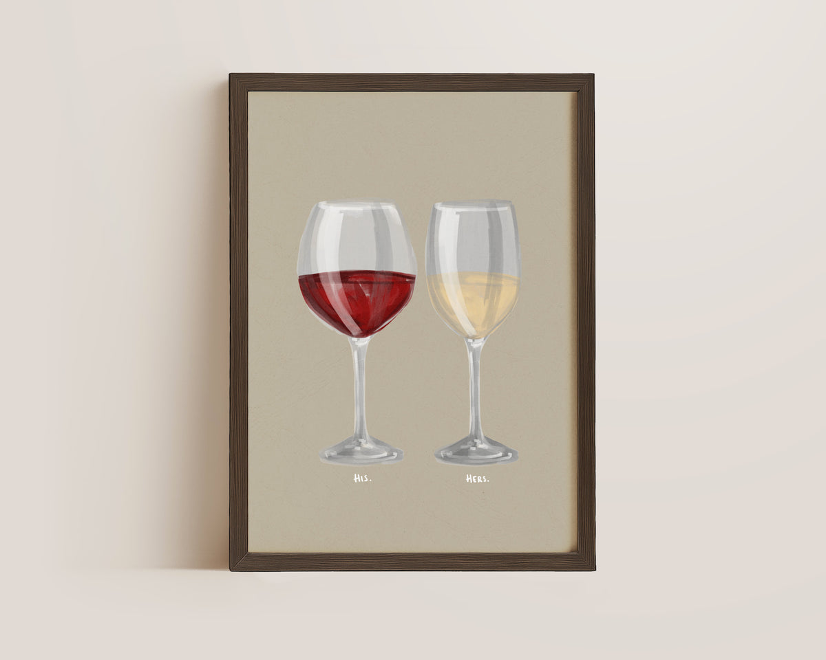 Red Wine & White Wine Couples Drink Print