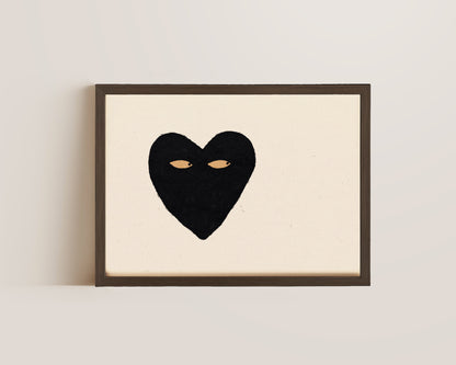Black Heart Side Eye Print