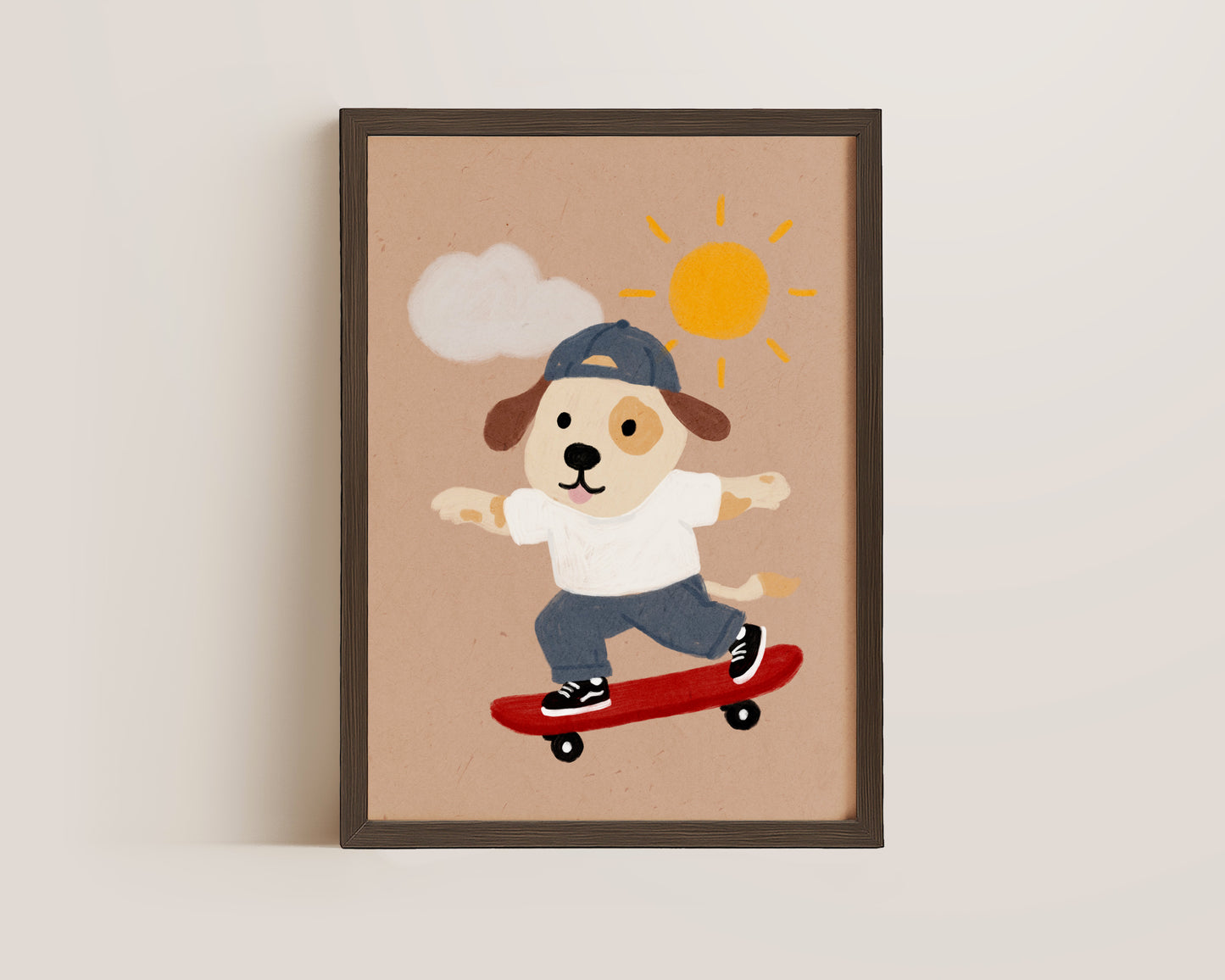 Skateboard Dog Print