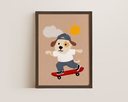 Skateboard Dog Print
