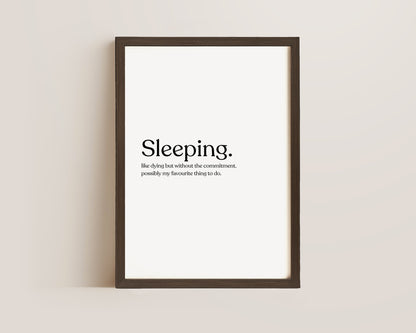 Sleeping Definition Print