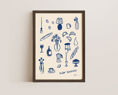 Slow Sundays In Blue Print