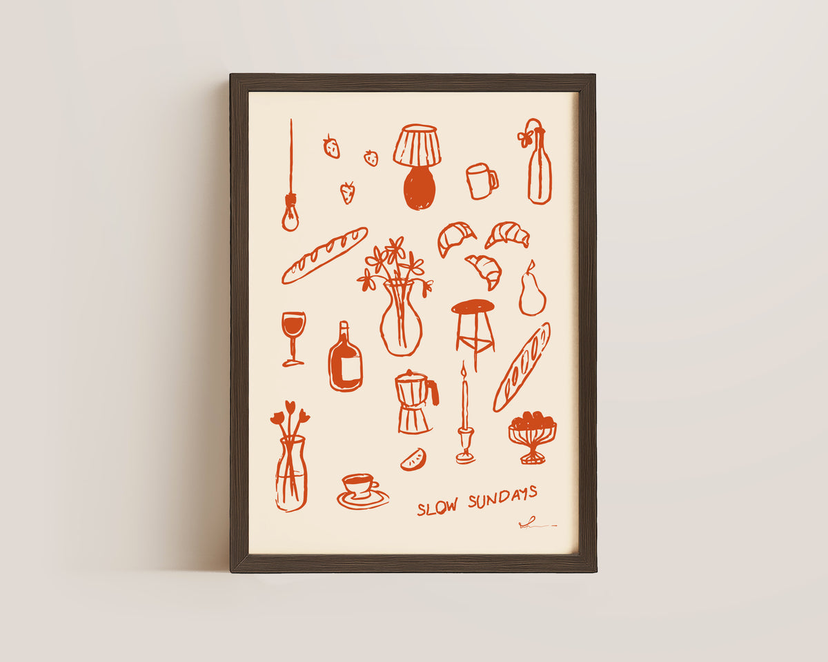 Slow Sundays In Orange Print