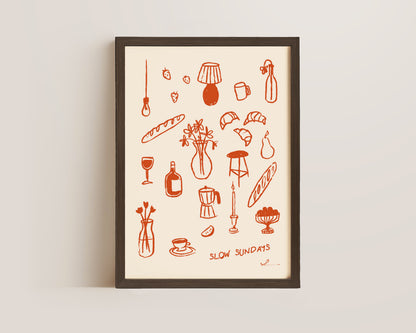 Slow Sundays In Orange Print