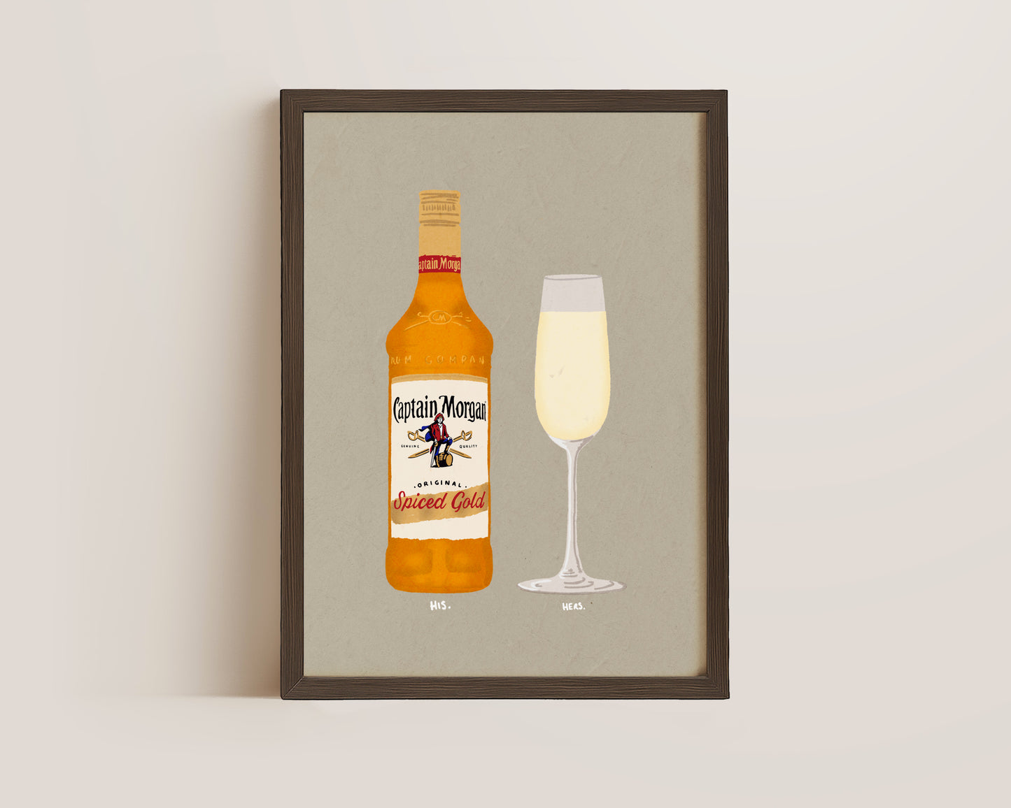 Spiced Rum & Prosecco Glass Print