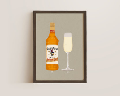 Spiced Rum & Prosecco Glass Print
