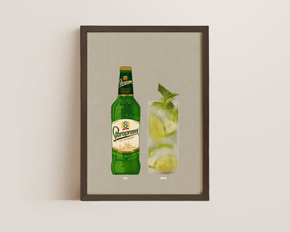 Staropramen Bottle & Mojito Print