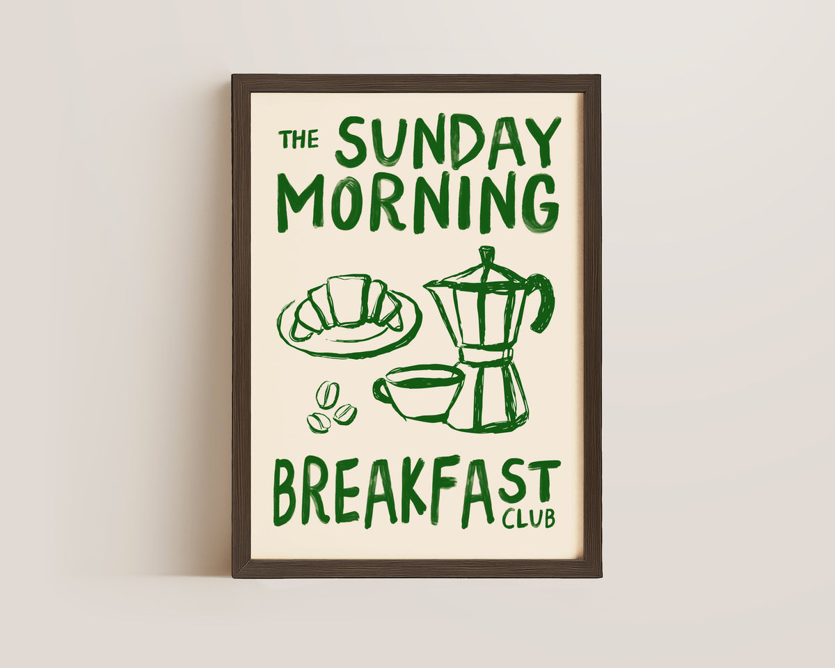 Sunday Morning Breakfast Club In Green Print