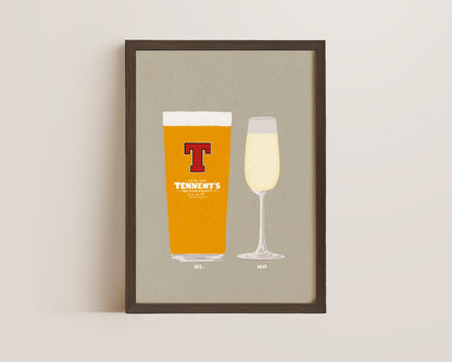 Tennent's & Prosecco Glass Print