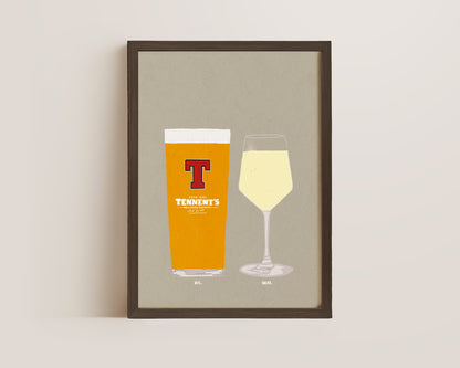 Tennent's & White Wine Print