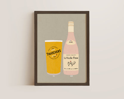 Thatchers & Chicken Wine Print