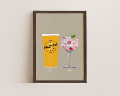 Thatchers & Tarquin's Pink Gin Print