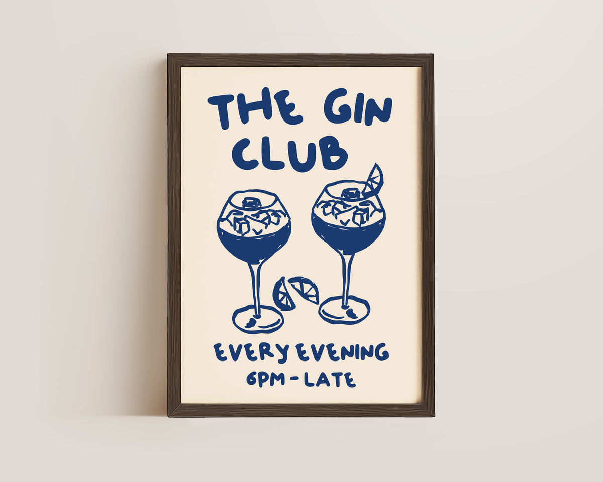 The Gin Club In Blue Print