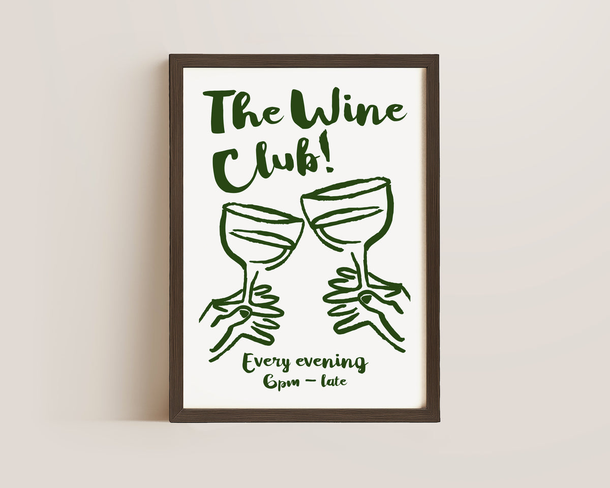 The Wine Club In Green Print