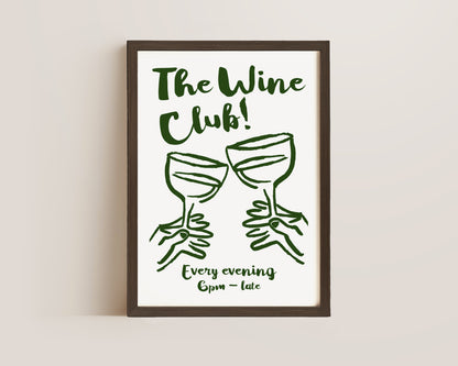 The Wine Club In Green Print