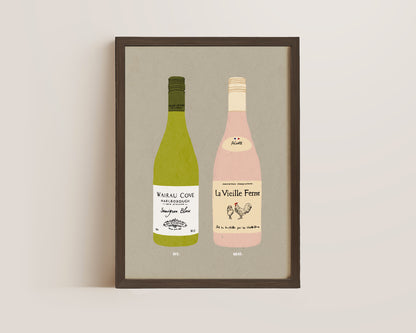 Wairau Cove & Chicken Wine Print