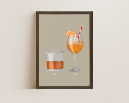 Whisky & Aperol Spritz Couples Drink Print