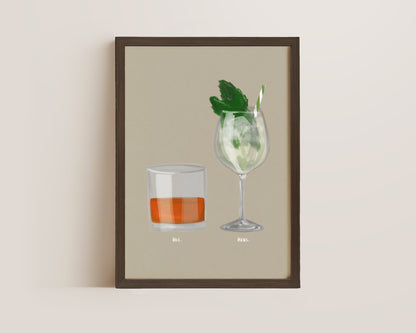 Whisky & Hugo Spritz Couples Drink Print