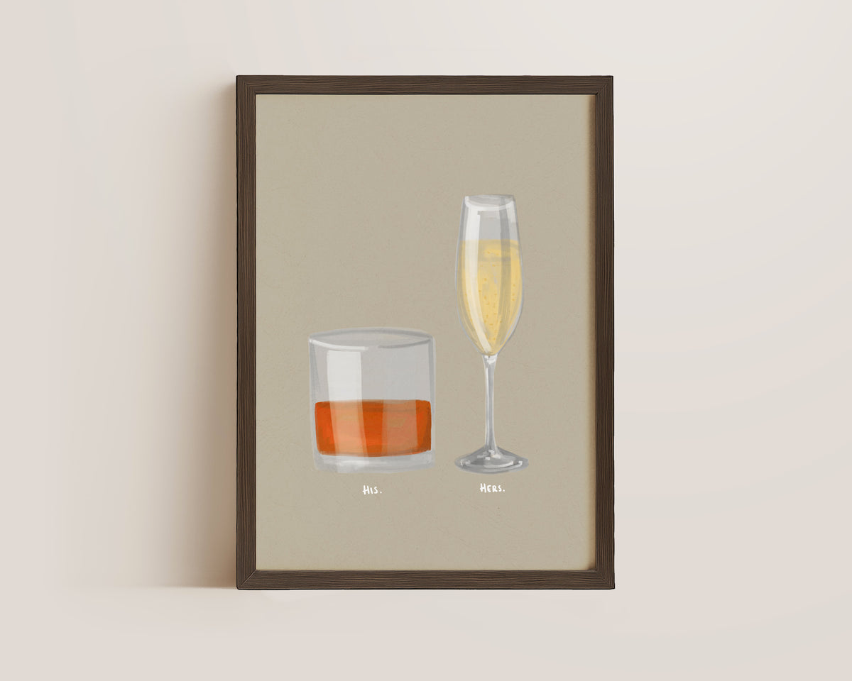 Whisky & Prosecco Couples Drink Print