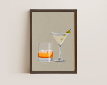 Whisky On The Rocks & Dirty Martini Print